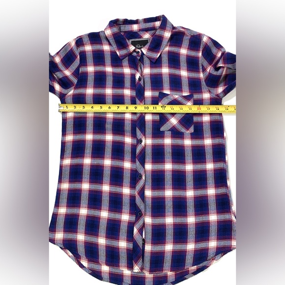 RAILS Hunter Plaid Cobalt Ruby Shirt Americana Red White Blue Button Front - Picture 11 of 15